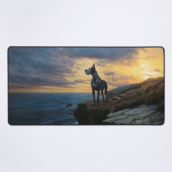 Item preview, A noble Great Dane standing proudly on a cliff overlooking the sea, Dogs in Motion designed and sold by CDC40.