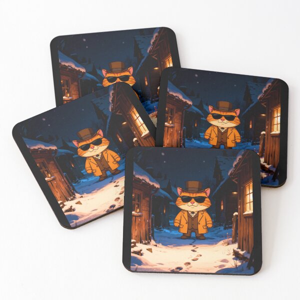 Item preview, Master Cat Stands Guard Under the Moonlight – Winter Mystery Begins designed and sold by SmartDesigner-.