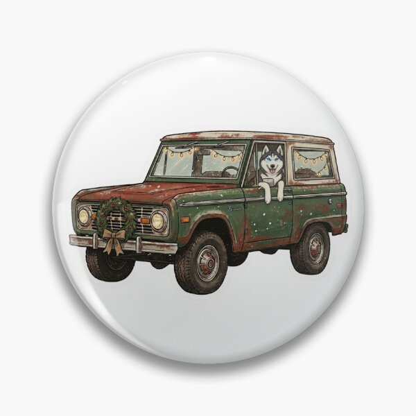 Item preview, Rustic Christmas Husky in Vintage Ford Bronco Sticker designed and sold by XploreNA.