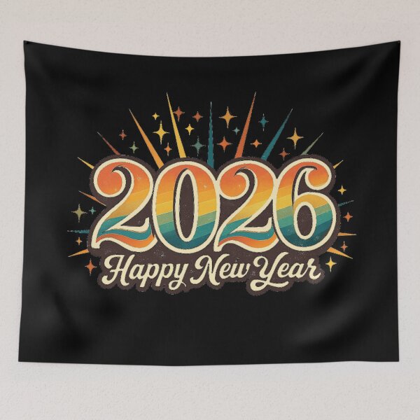 Item preview, Retro Rainbow 2026 Happy New Year – Vintage Celebration designed and sold by PunchDrop.