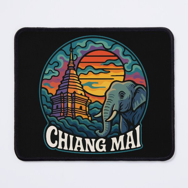 Item preview, Chiang Mai Thailand Retro Trippy Art Travel designed and sold by TomFrontierArt.