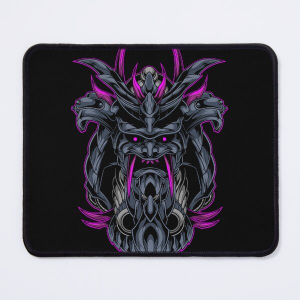 Item preview, Purple Demon Samurai Mask Art - Magenta Horns Warrior Helmet - Dark Fantasy Japanese designed and sold by leen12 Art Designs Prints.
