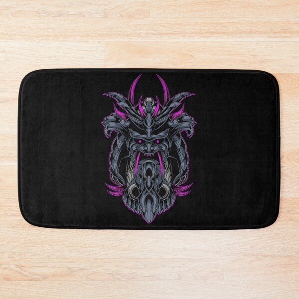 Item preview, Purple Demon Samurai Mask Art - Magenta Horns Warrior Helmet - Dark Fantasy Japanese designed and sold by leen12 Art Designs Prints.