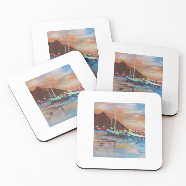 Item preview,  Sunset Reflections: Yachts at Rest – Gordon’s Bay Harbour (Triptych Panel 1) designed and sold by Ingrid Brooks.