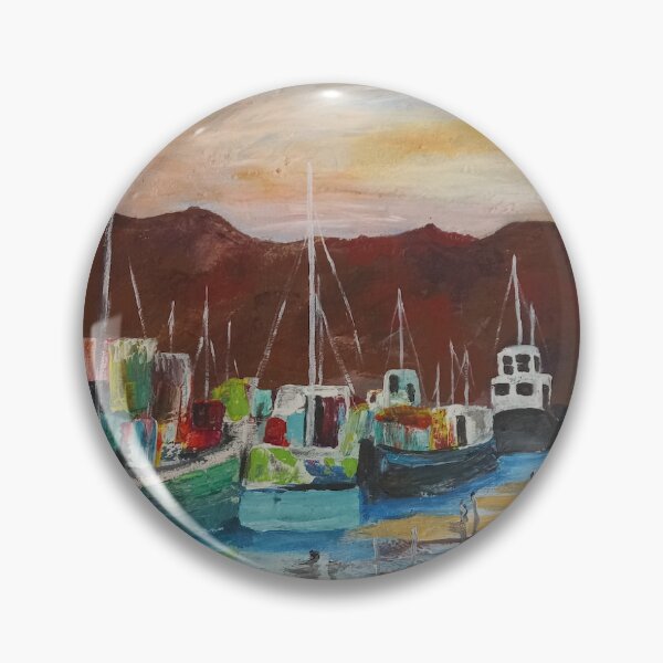 Item preview, Sunset Reflections: Working Boats & Trawlers – Gordon’s Bay Harbour (Triptych Panel 3) designed and sold by Ingrid Brooks.