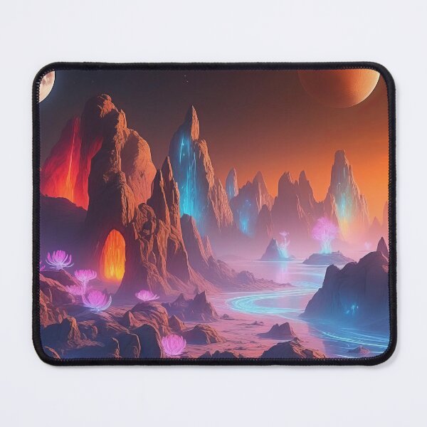 Item preview, Luminous Alien Landscape Under Twin Moons Glow designed and sold by ArtComixHaven.
