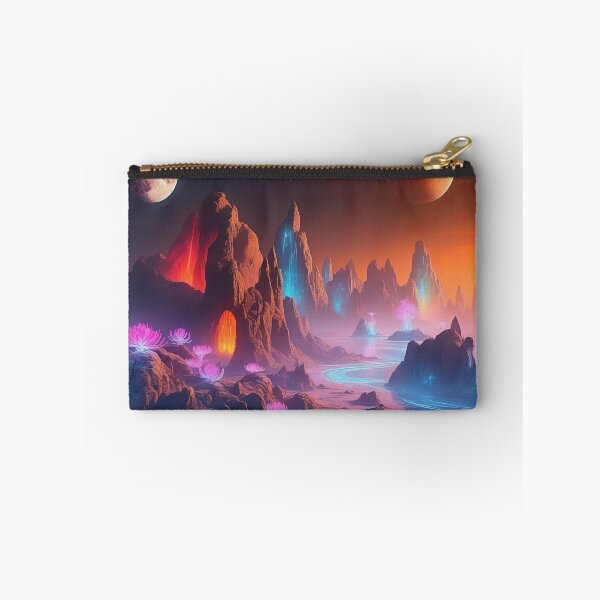 Item preview, Luminous Alien Landscape Under Twin Moons Glow designed and sold by ArtComixHaven.