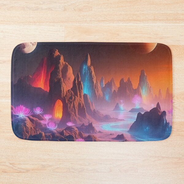 Item preview, Luminous Alien Landscape Under Twin Moons Glow designed and sold by ArtComixHaven.