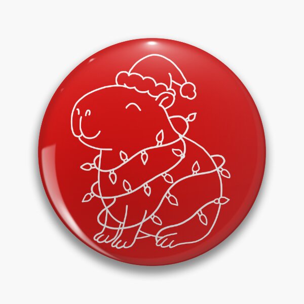 Item preview, Santabara Capybara Tangled in Christmas Lights – Simple WHITE Line Art designed and sold by EmeraldeaArt.