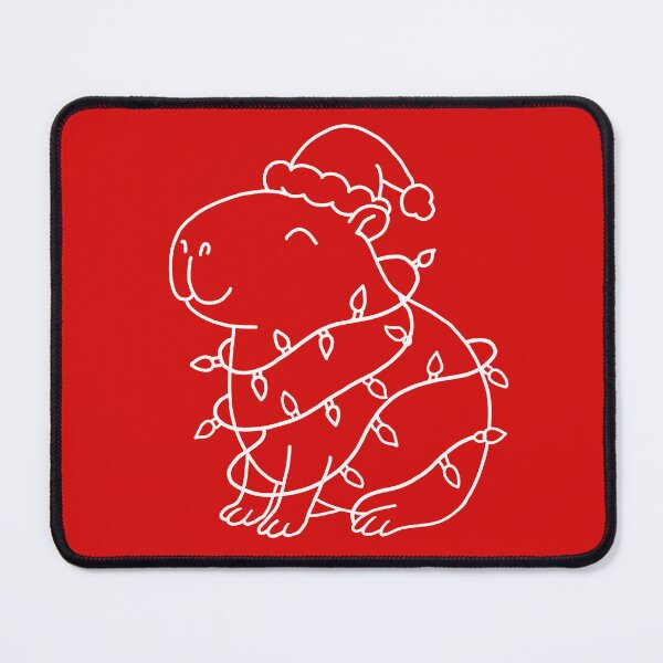 Item preview, Santabara Capybara Tangled in Christmas Lights – Simple WHITE Line Art designed and sold by EmeraldeaArt.