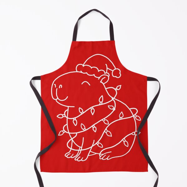 Item preview, Santabara Capybara Tangled in Christmas Lights – Simple WHITE Line Art designed and sold by EmeraldeaArt.