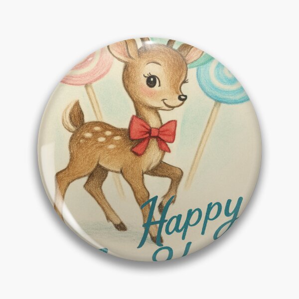 Item preview, Happy New Year - Vintage Reindeer with Lollipops printed by FELIA  designed and sold by Felia001.