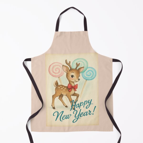 Item preview, Happy New Year - Vintage Reindeer with Lollipops printed by FELIA designed and sold by Felia001.