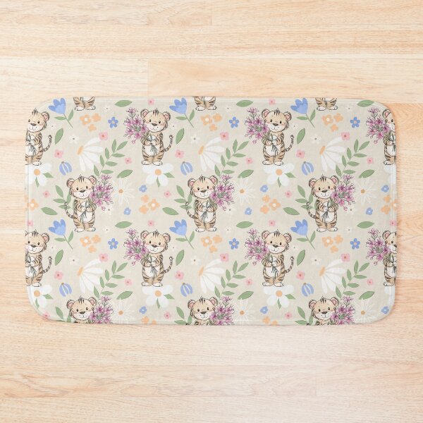 Item preview, Cute Baby Tiger Cottagecore Floral Pastel Nursery Pattern designed and sold by Big Day Out Designs.