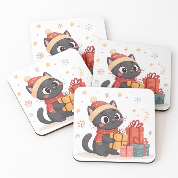Item preview, Cute Black Cat with Christmas Gifts | Cozy Holiday Illustration by Vivo Studio designed and sold by VivoStudio.