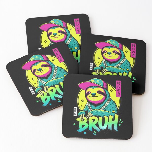 Item preview, Graphic Meme Sloth Bruh T-Shirt, vaporwave neon sloth gift, streetwear cartoon graphic tee, glitch aesthetic tee designed and sold by Kukiishop.