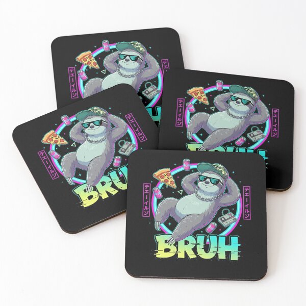 Item preview, Vaporwave neon sloth shirt Graphic Meme Bruh T-Shirt, funny cartoon gift, glitch streetwear graphic tee designed and sold by Kukiishop.