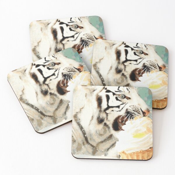 Item preview, White Tiger & Dessert Bite – Artistic Illustration designed and sold by TreatLLC.