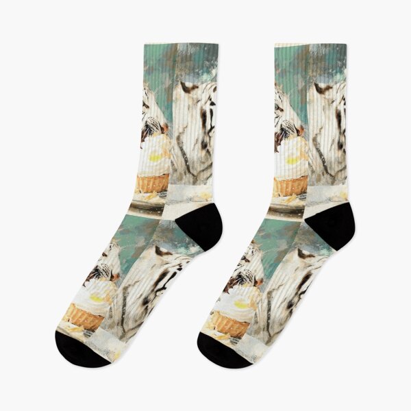 Item preview, White Tiger & Dessert Bite – Artistic Illustration designed and sold by TreatLLC.