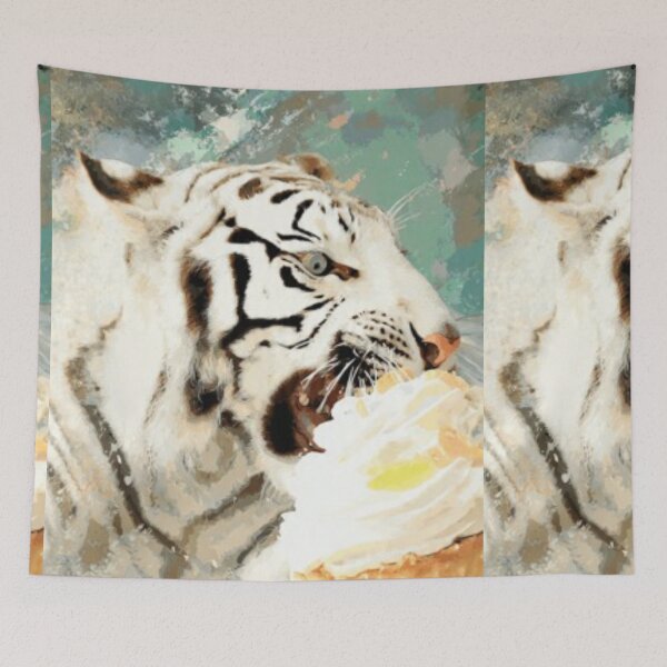 Item preview, White Tiger & Dessert Bite – Artistic Illustration designed and sold by TreatLLC.