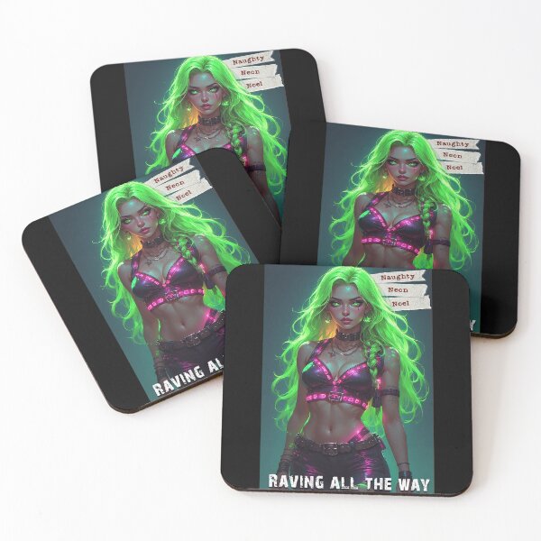 Item preview, Naughty Neon Noel — Raving All The Way (Cyber-Glow Holiday Pin-Up) designed and sold by Mark Mentzer.