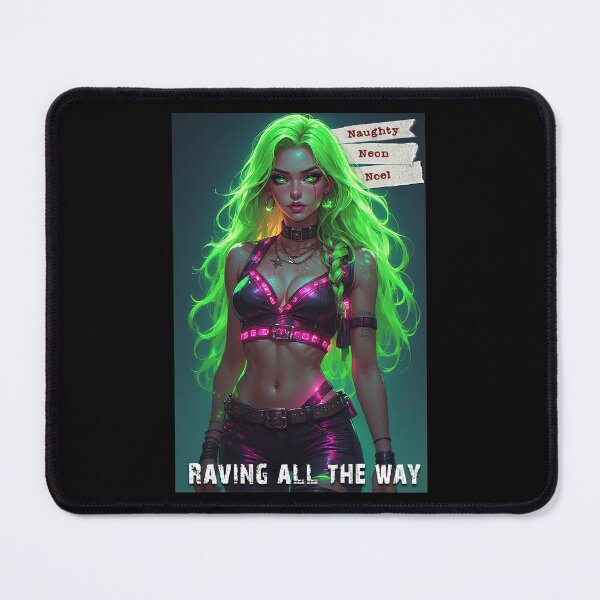 Item preview, Naughty Neon Noel — Raving All The Way (Cyber-Glow Holiday Pin-Up) designed and sold by Mark Mentzer.