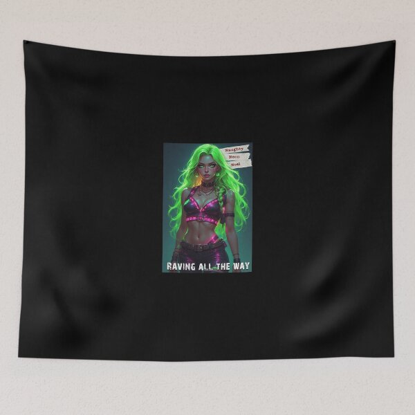 Item preview, Naughty Neon Noel — Raving All The Way (Cyber-Glow Holiday Pin-Up) designed and sold by Mark Mentzer.