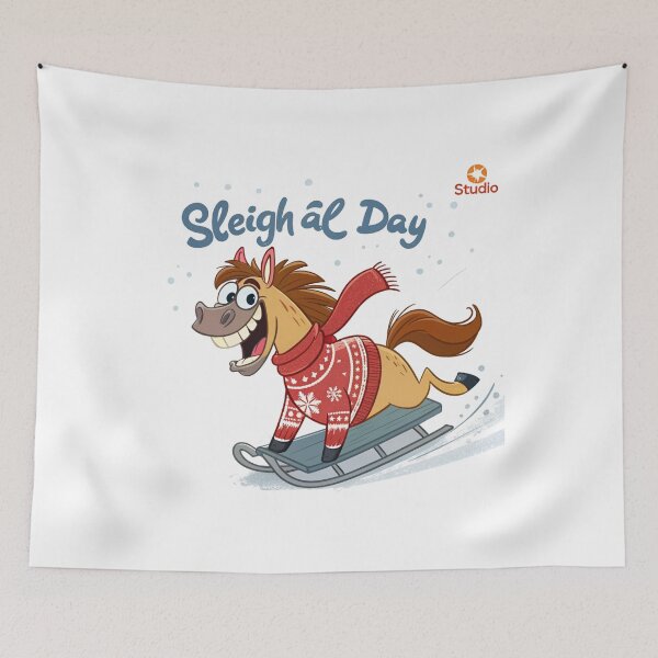 Item preview, Sleigh All Day Horse | Funny Christmas 2026 Illustration by Vivo Studio designed and sold by VivoStudio.