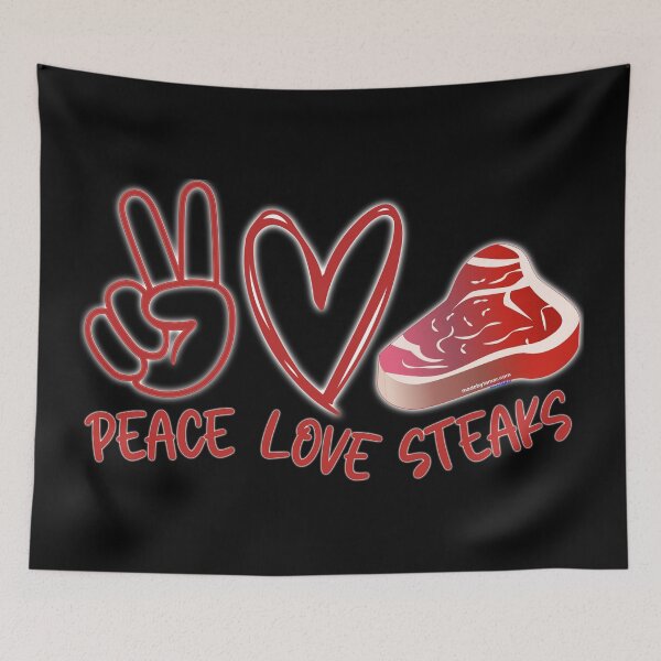 Item preview, Peace Love Steaks | Meat Lovers | Meat Eaters | Carnivore Diet | Hippie Style Graphic designed and sold by Made by Tamar.