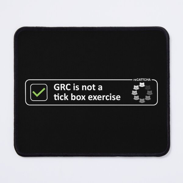 Item preview, GRC is not a tick box exercise - cybersecurity cats governance risk and compliance (Dark Background) designed and sold by cyberbcat.