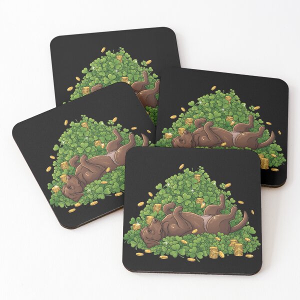 Item preview, Labrador Rolling in a Pile of Clovers designed and sold by theartfulaspie.