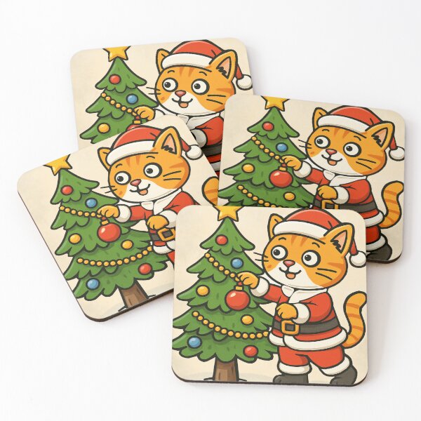 Item preview, Santa Сat   near the Christmas tree - Vintage -Style New Year card designed and sold by Felia001.