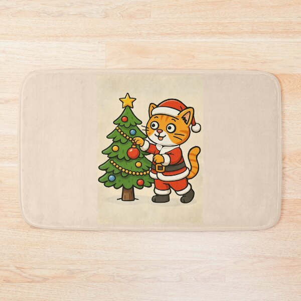 Item preview, Santa Сat   near the Christmas tree - Vintage -Style New Year card designed and sold by Felia001.
