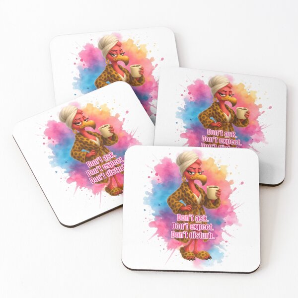 Item preview, Sassy Flamingo Design – Don´t ask. Don´t expect. Don´t disturb. Sarcastic Mom Gift – Leopard Robe Flamingo – Color Splash Design – Exhausted Mom Humor designed and sold by DebuggedDressed.