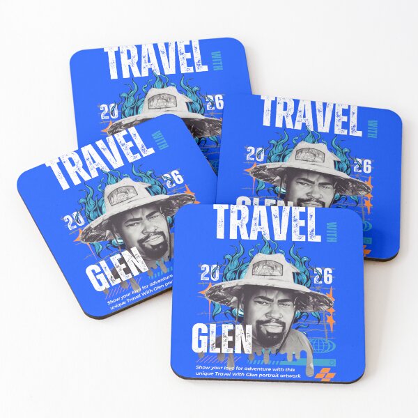 Item preview, Travel With Glen V3 Blue trn-bg – Signature Travel Portrait Art | Adventure, Explorer & World Traveler Design designed and sold by buycostarica.