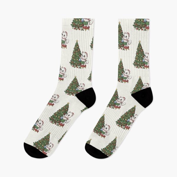 Item preview, Cute Christmas Tree Decorating Cat designed and sold by HoopeStylee.