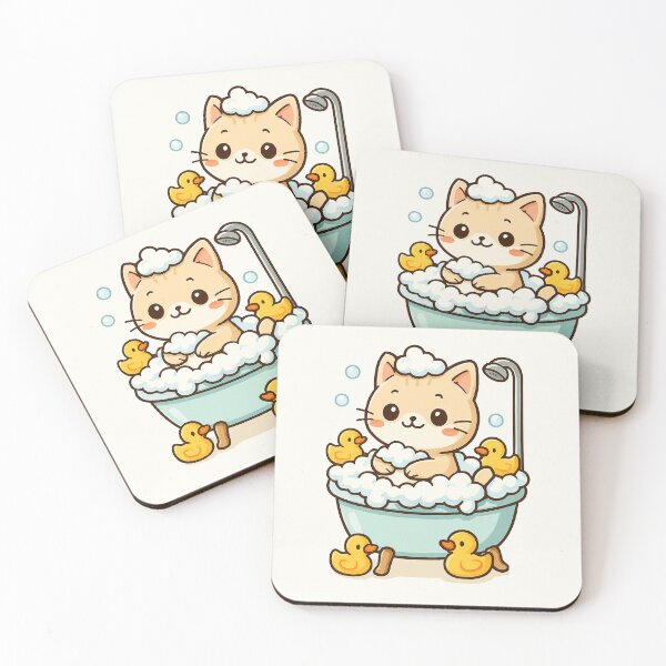 Item preview, Bathtub Cat With Rubber Ducks designed and sold by HoopeStylee.