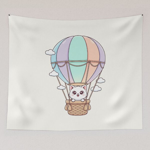Item preview, Cute Hot Air Balloon Cat designed and sold by HoopeStylee.