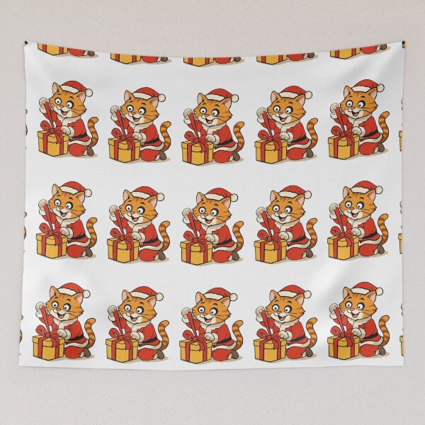 Item preview, Santa Cat with Gift  - FELIA Holiday  Print designed and sold by Felia001.