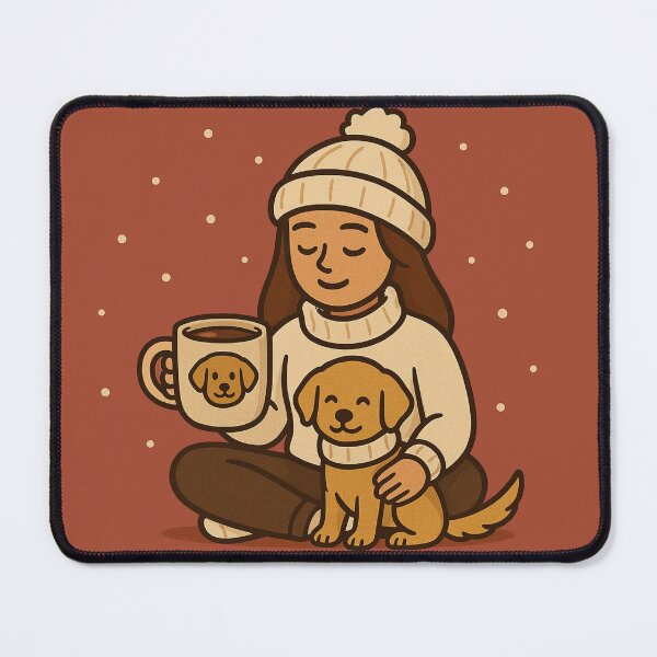 Item preview, Cozy Hot Cocoa Dogmom – Winter Snuggle Scene with Puppy designed and sold by dogmomtees.