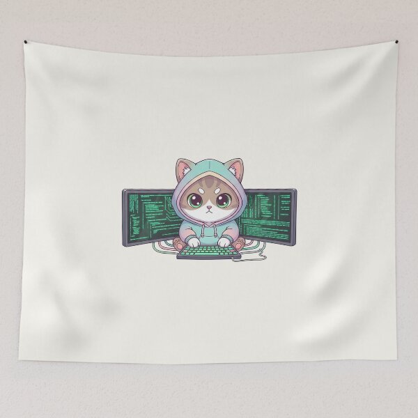 Item preview, Cute Adorable Hacker Cat designed and sold by HoopeStylee.
