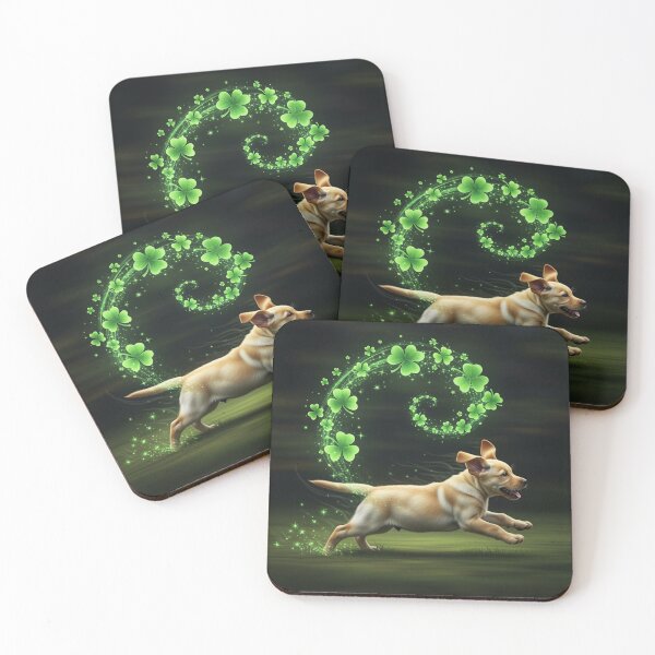 Item preview, Labrador Puppy Running Through Clovers designed and sold by theartfulaspie.