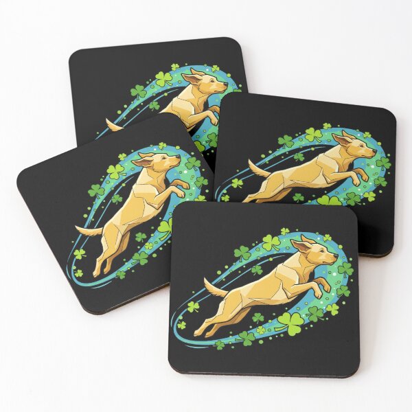 Item preview, Labrador Leaping Through Shamrocks designed and sold by theartfulaspie.