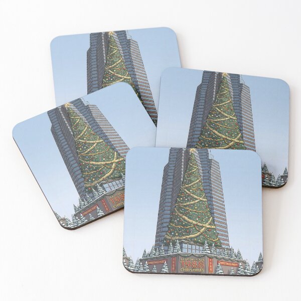 Item preview, Retro Christmas Nakatomi Illustration – 1988 Holiday Party Design designed and sold by Artistic canvas store.