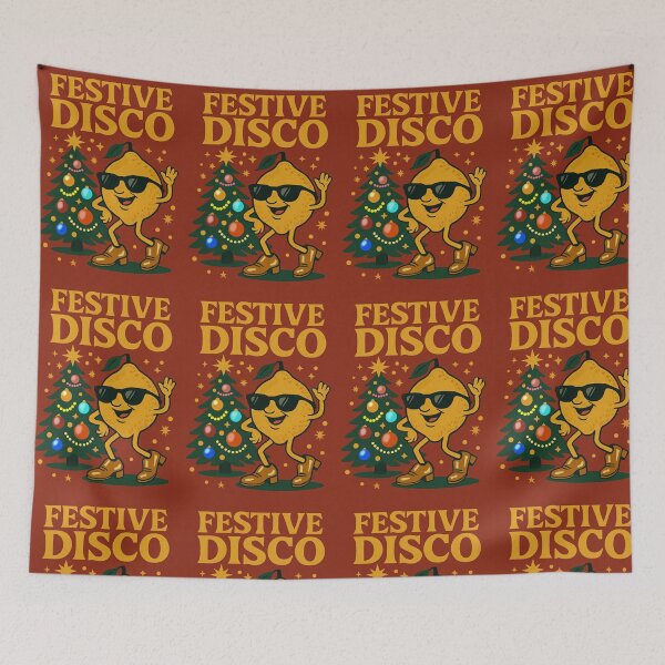 Item preview,  Festive Disco Lemon  Cyber Citrus Holiday Print by FELIA designed and sold by Felia001.