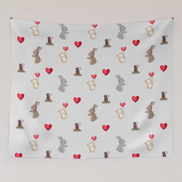 Item preview, Cute Animals with Hearts Kids Pattern designed and sold by LiudmylaMaika.