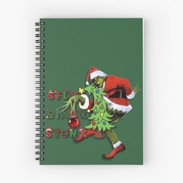 Item preview, Stink Stank Stunk Grinch in Santa Suit Behind Christmas Tree Design designed and sold by MakersFolly.