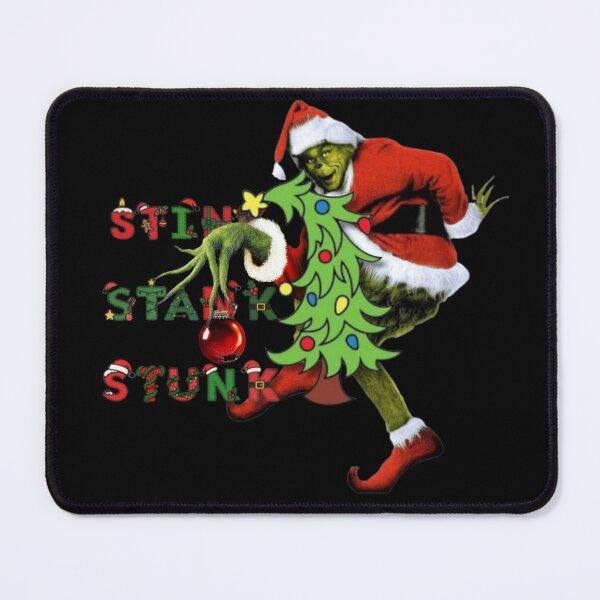Item preview, Stink Stank Stunk Grinch in Santa Suit Behind Christmas Tree Design designed and sold by MakersFolly.