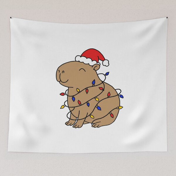 Item preview, Santabara tangled in Xmas lights Capybara designed and sold by EmeraldeaArt.
