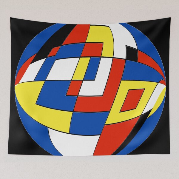 Item preview, Mondrian Inspired Abstract Geometric Art Modern Minimalist Sphere Color Block Design Red Blue Yellow Black White Pattern designed and sold by AnTartstudios.